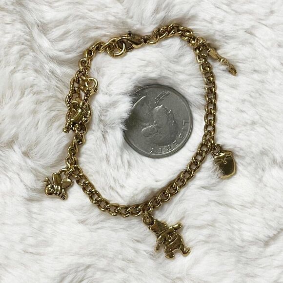 Vintage Disney Gold Tone Winnie the Pooh Charm Bracelet - Picture 7 of 9